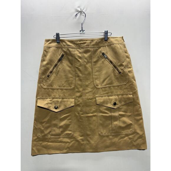 Moschino Women's Khaki Utility Skirt with Zipper & Button Pockets - US Size 12 - Picture 1 of 10